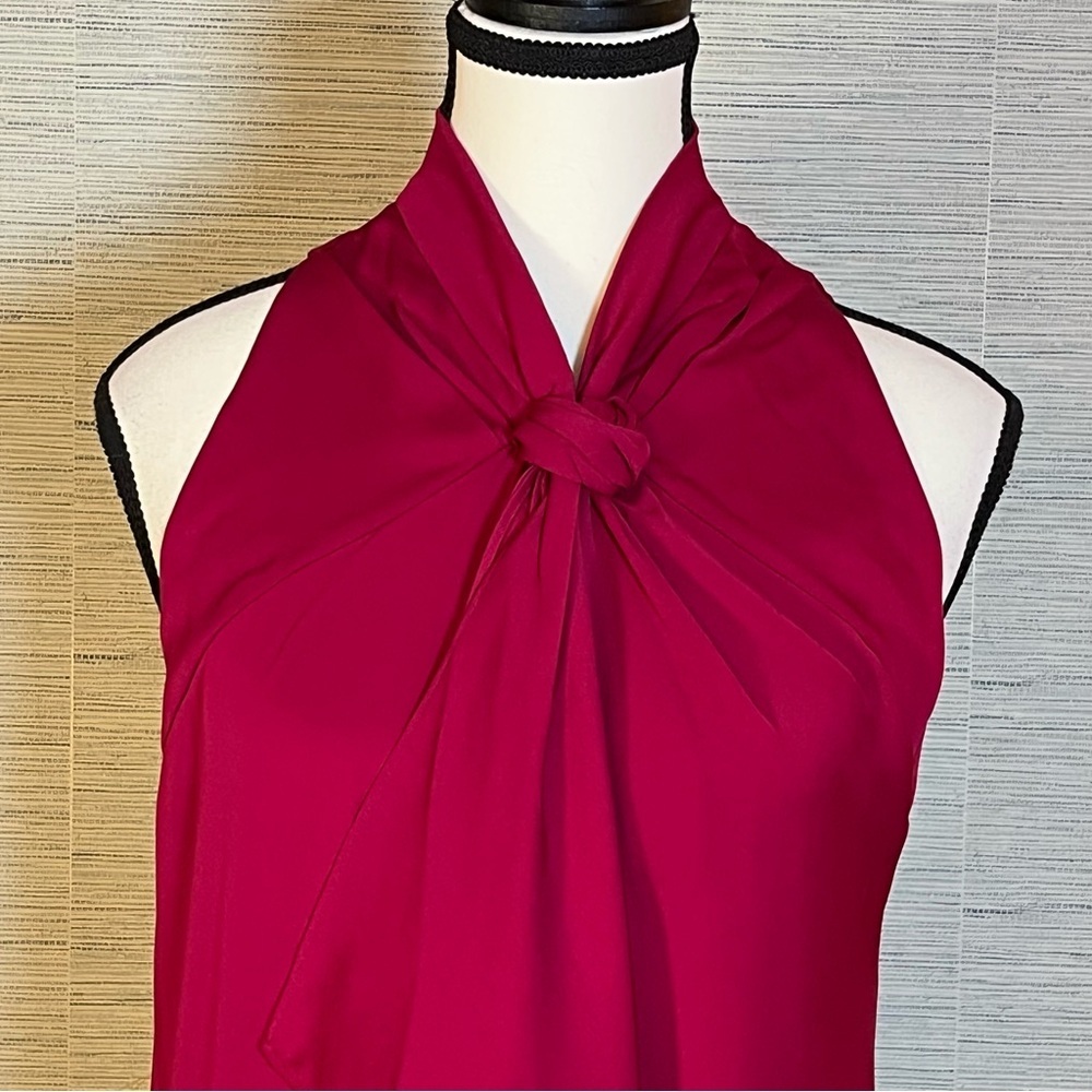 Diane Von Furstenberg Morana Stretch Silk Dress High Neck Size 4 Berry Red NWT - Picture 2 of 9